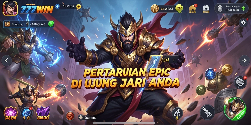 Screenshot utama 777WIN menampilkan aksi pertarungan yang intens dan mendebarkan.