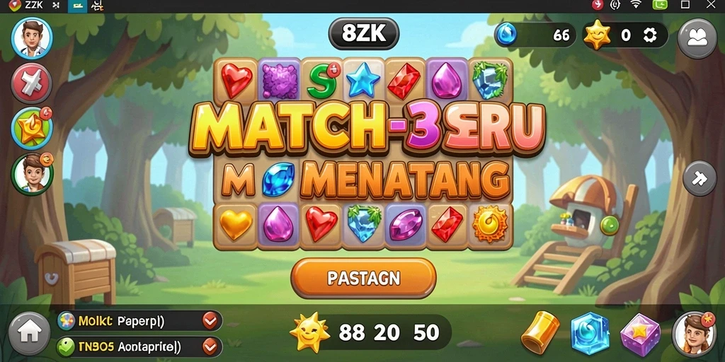 Tampilan menarik dari gameplay Match-3 8ZK yang seru.