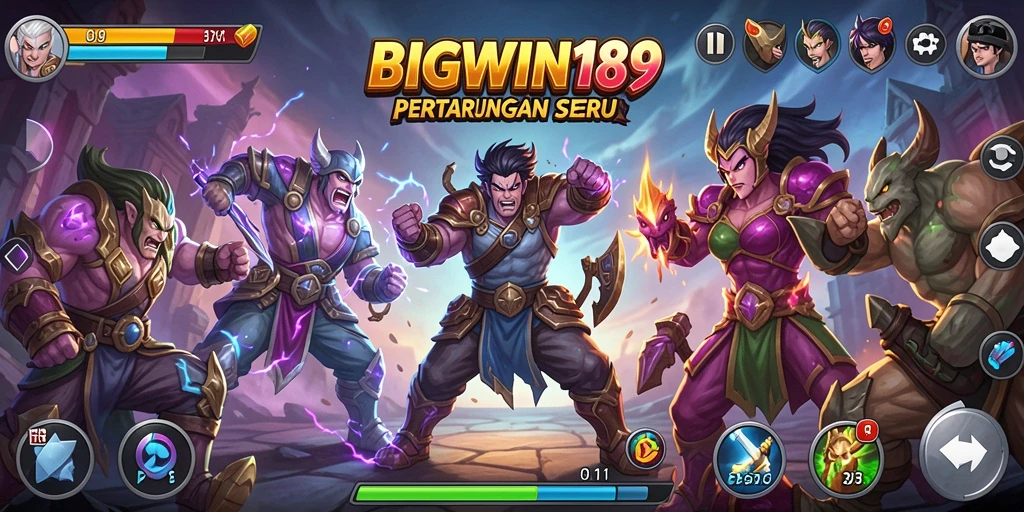 Tampilan aksi seru dalam BIGWIN189 dengan pertarungan karakter yang mendebarkan.