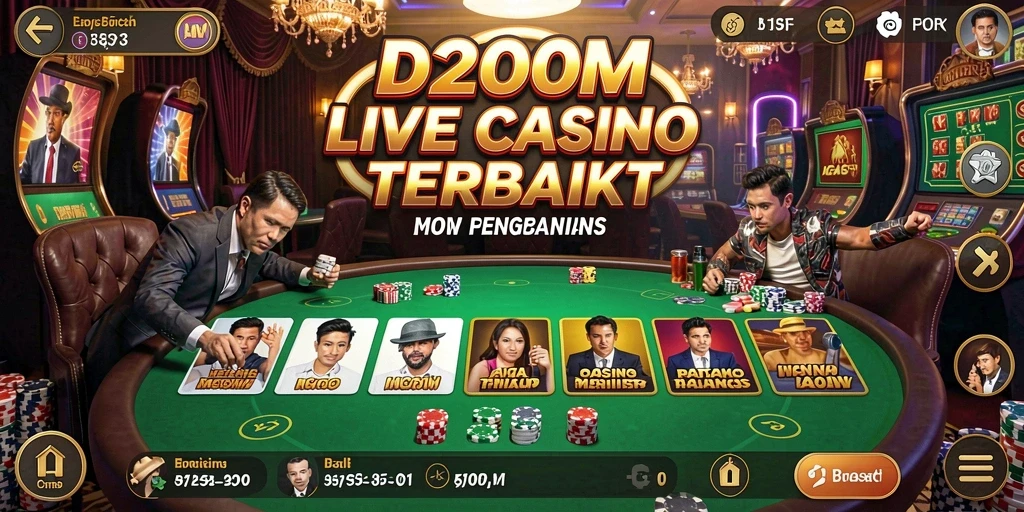 Tampilan gameplay Live Casino yang mendebarkan di D200M.