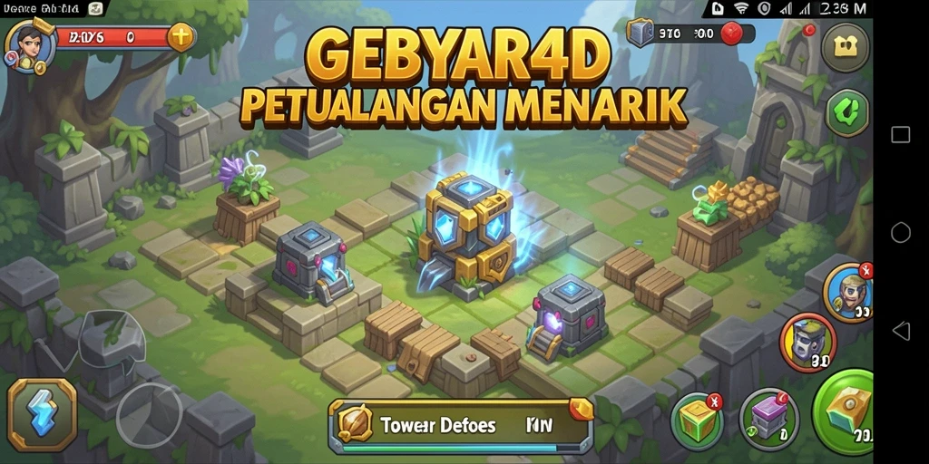 Tangkapan layar GEBYAR4D menampilkan aksi mendebarkan dalam permainan Tower Defense.