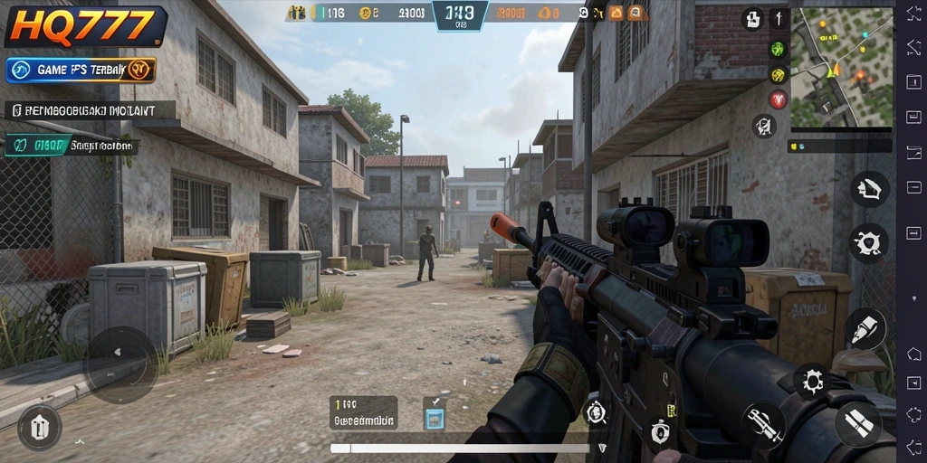 Tampilan aksi menembak seru dalam gameplay HQ777.