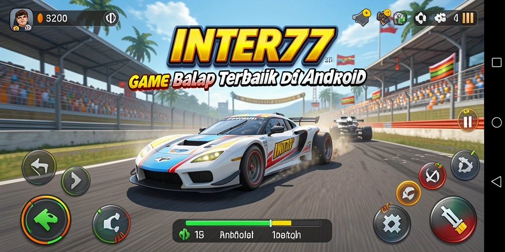 Gameplay INTER77 menampilkan balapan cepat dan kendaraan beragam.