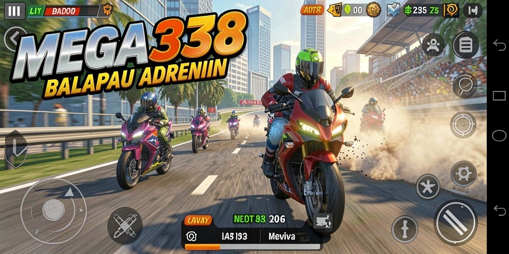 Gameplay seru balapan motor di MEGA338 dengan grafis menawan.