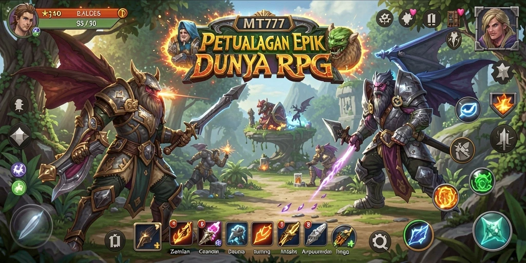Tampilan gameplay menarik dari MT777 dengan pertarungan RPG yang mendebarkan.
