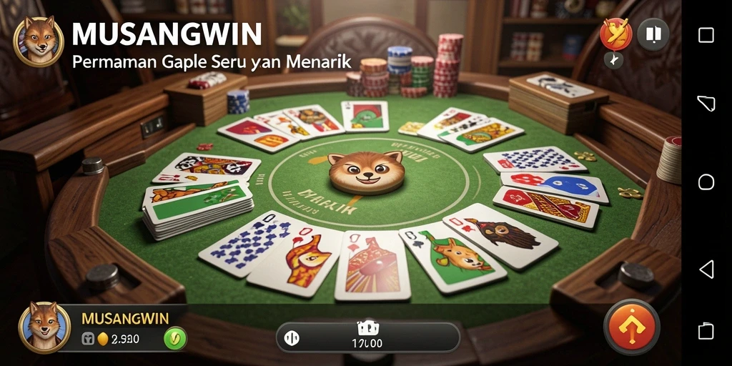 Screenshot gameplay MUSANGWIN dengan tampilan Gaple yang menarik.