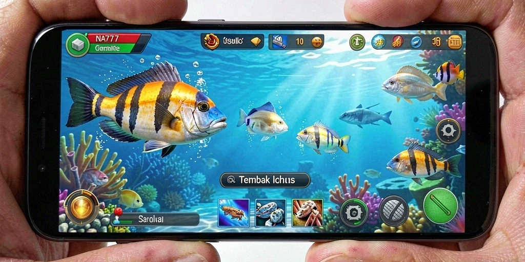 Tampilan gameplay seru dari NA777 saat menembak ikan.