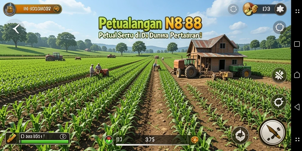 Screenshot gameplay NX888 menampilkan aktivitas bertani yang menyenangkan.