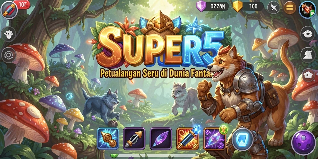 Tampilan grafis menawan dari gameplay SUPER5 yang seru.