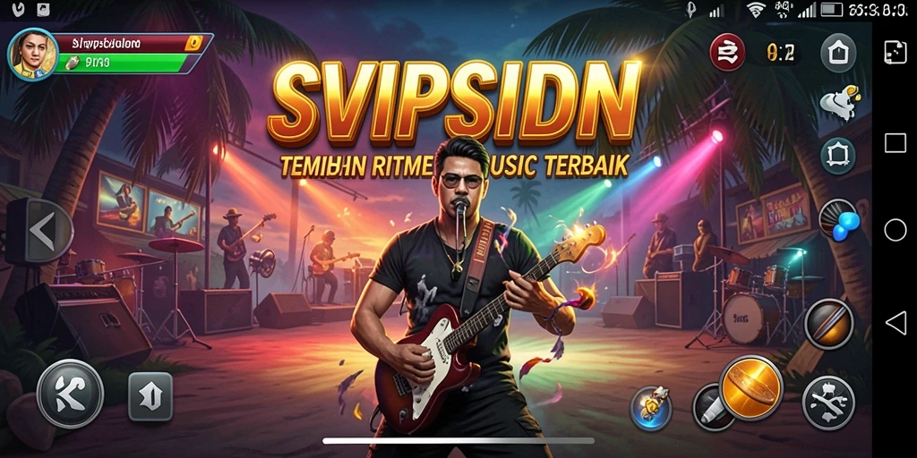 Tampilan gameplay menarik dengan berbagai pilihan lagu.