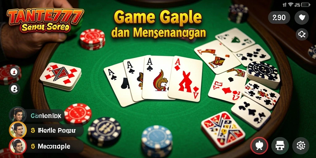 Tangkapan layar gameplay menarik dari TANTE777 yang menunjukkan keseruan permainan Gaple.
