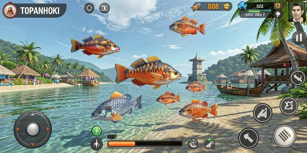 Screenshot utama TOPANHOKI menampilkan serunya gameplay Tembak Ikan.