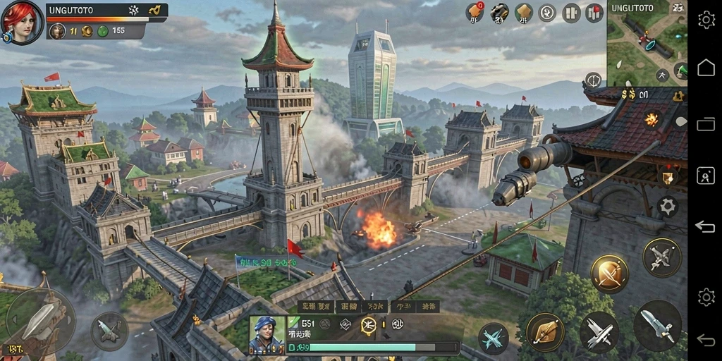 Tangkapan layar gameplay menawan dari UNGUTOTO saat pertahanan menara berlangsung.
