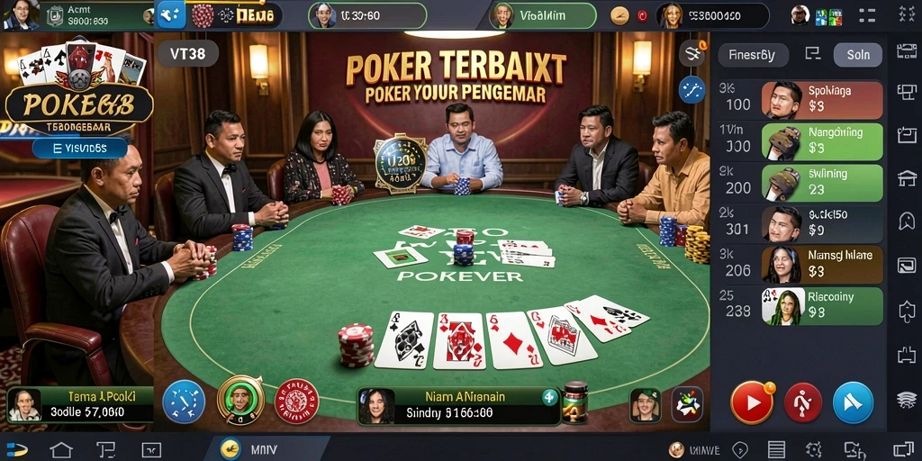 Screenshot menunjukkan pemain asyik bermain game Poker di VT38.