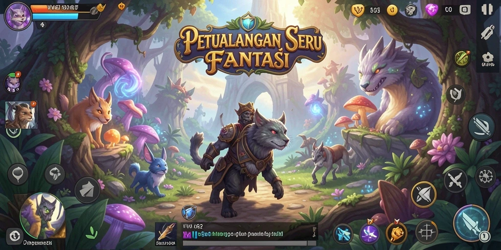 Tampilan gameplay seru dalam dunia petualangan fantasi.