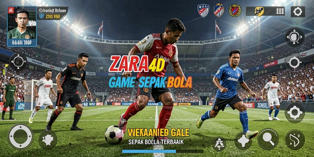Screenshot gameplay ZARA4D menampilkan aksi seru di lapangan sepak bola.