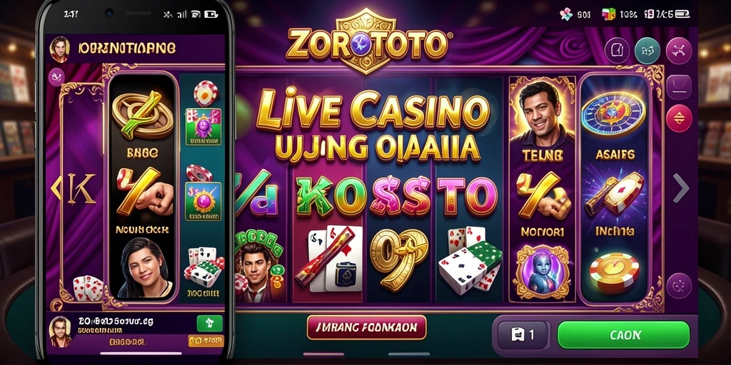 Screenshot gameplay Live Casino ZOROTOTO dengan dealer langsung yang interaktif.